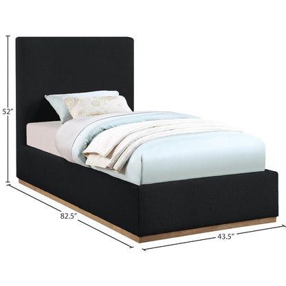 Monaco Black Boucle Fabric Twin Bed