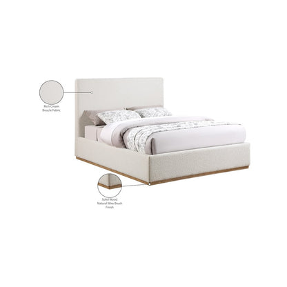 Monaco Cream Boucle Fabric Full Bed