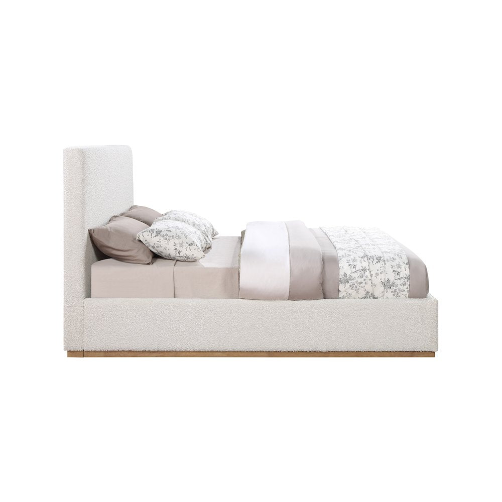 Monaco Cream Boucle Fabric Full Bed