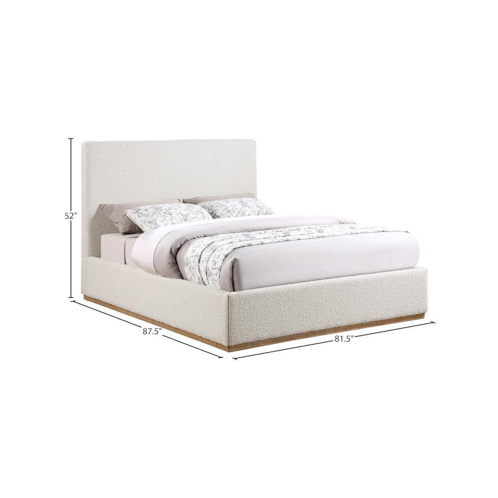 Monaco Cream Boucle Fabric King Bed