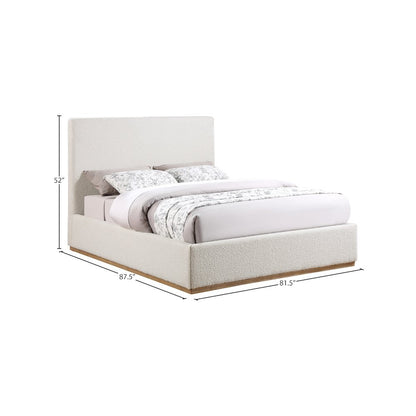 Monaco Cream Boucle Fabric King Bed