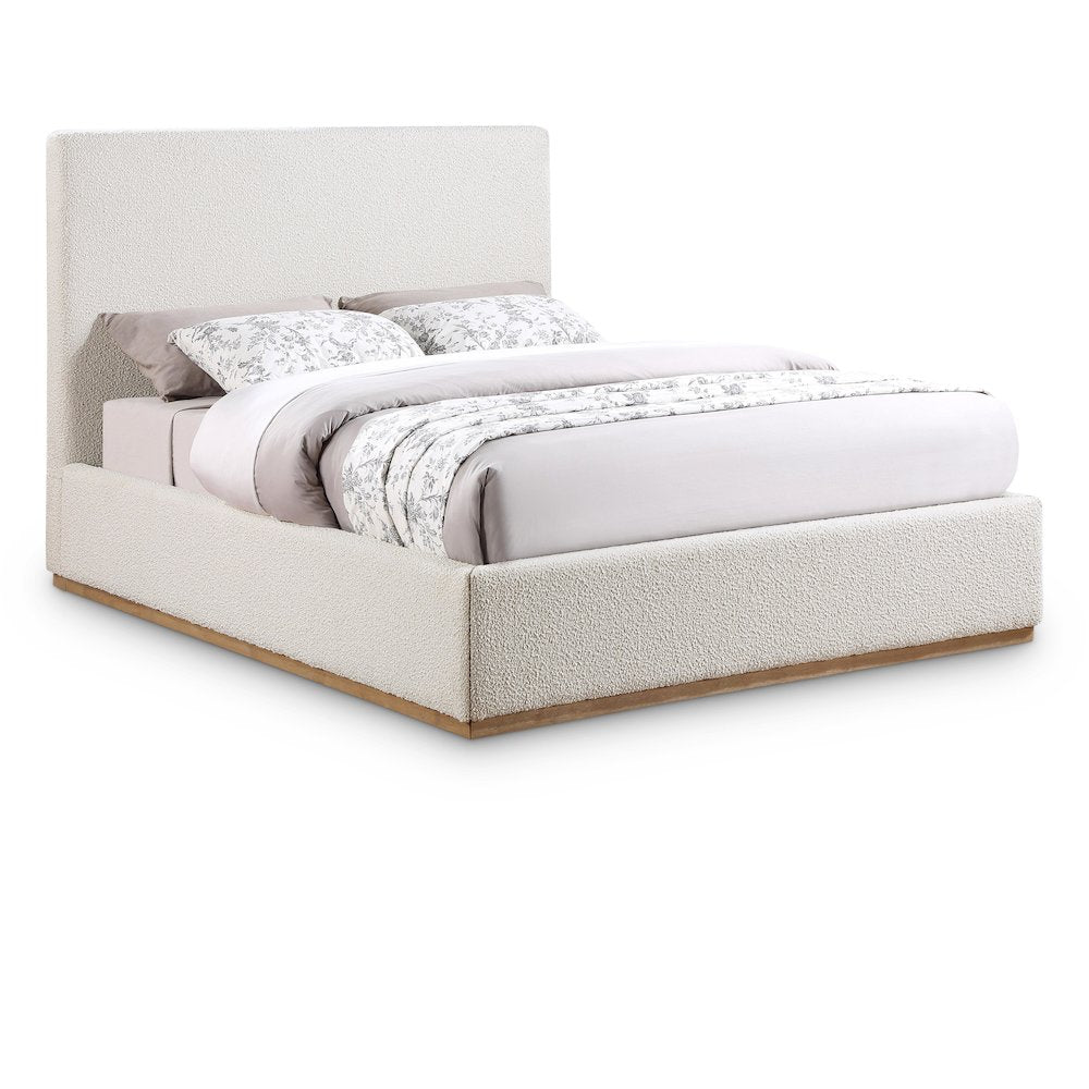 Monaco Cream Boucle Fabric Queen Bed