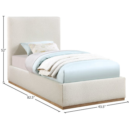 Monaco Cream Boucle Fabric Twin Bed