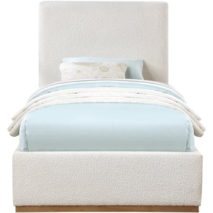 Monaco Cream Boucle Fabric Twin Bed