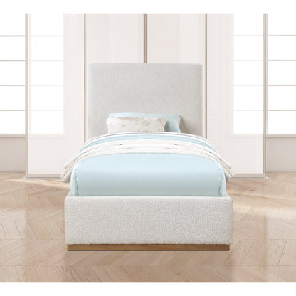 Monaco Cream Boucle Fabric Twin Bed