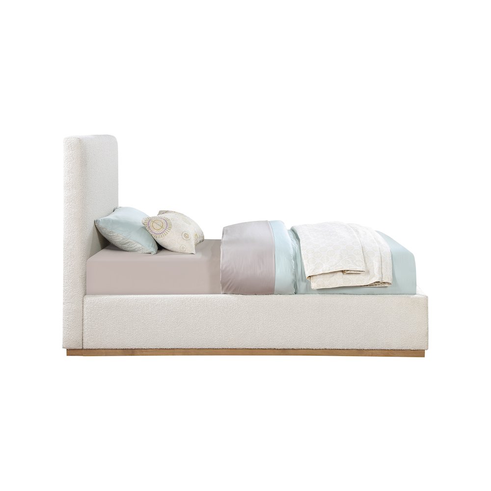 Monaco Cream Boucle Fabric Twin Bed