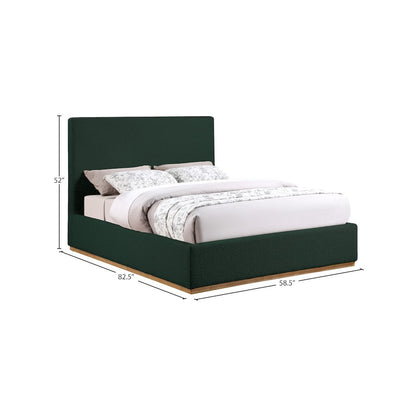 Monaco Green Boucle Fabric Full Bed