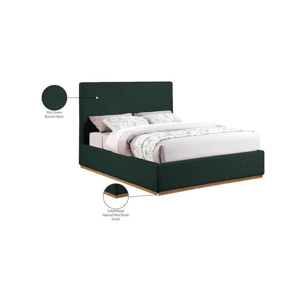 Monaco Green Boucle Fabric Full Bed