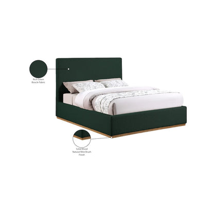 Monaco Green Boucle Fabric Full Bed
