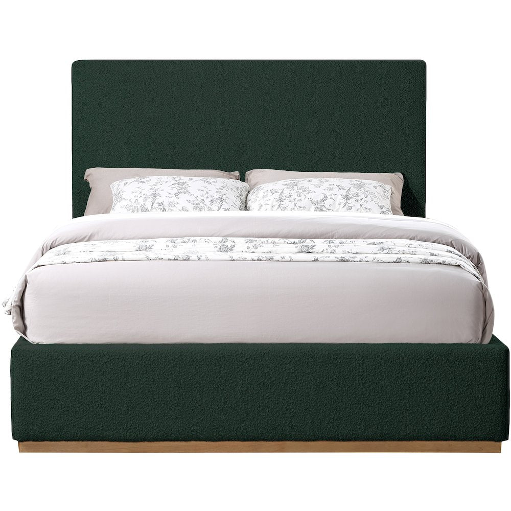 Monaco Green Boucle Fabric Full Bed