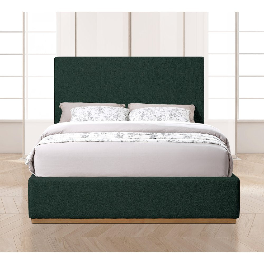 Monaco Green Boucle Fabric King Bed