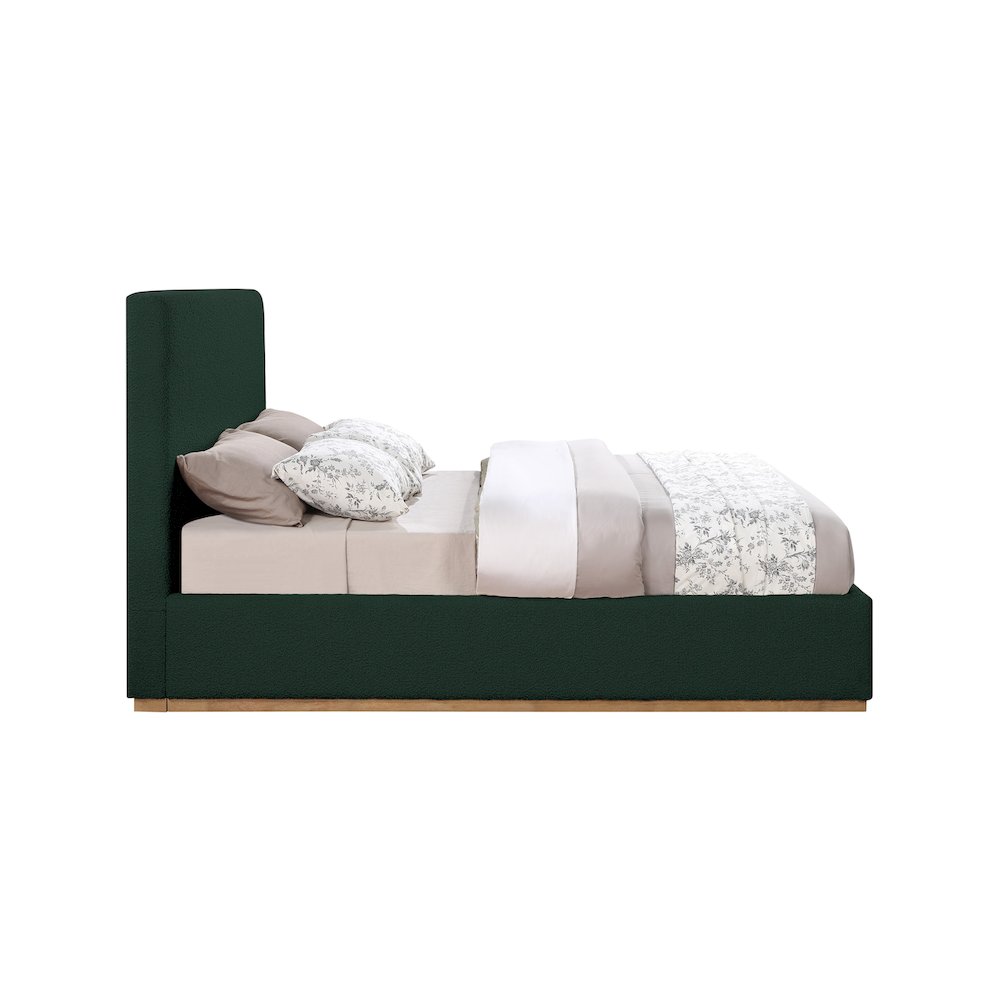 Monaco Green Boucle Fabric King Bed