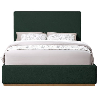 Monaco Green Boucle Fabric Queen Bed