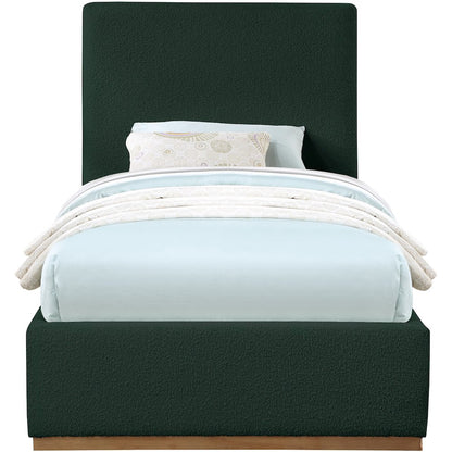 Monaco Green Boucle Fabric Twin Bed