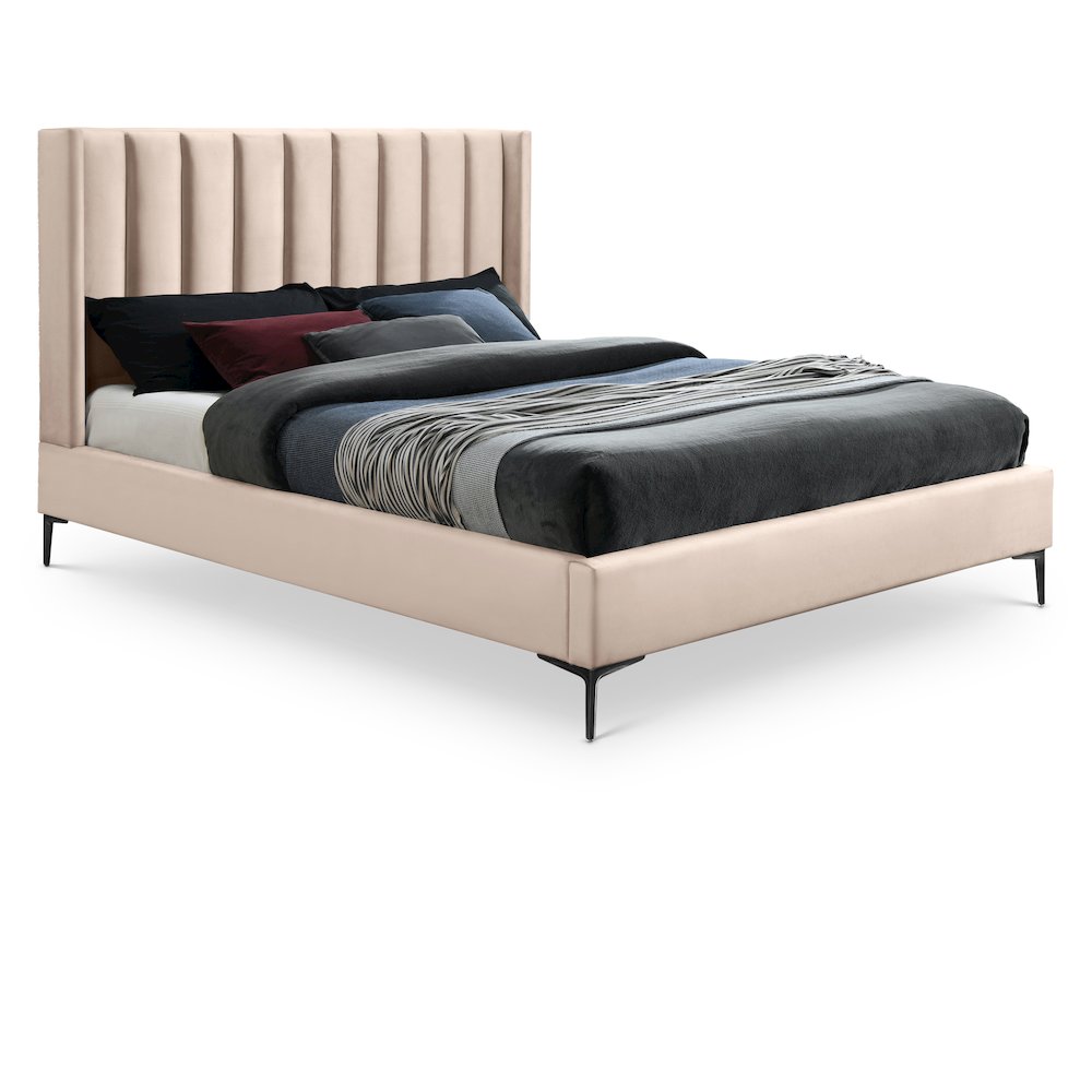 Nadia Pink Velvet King Bed