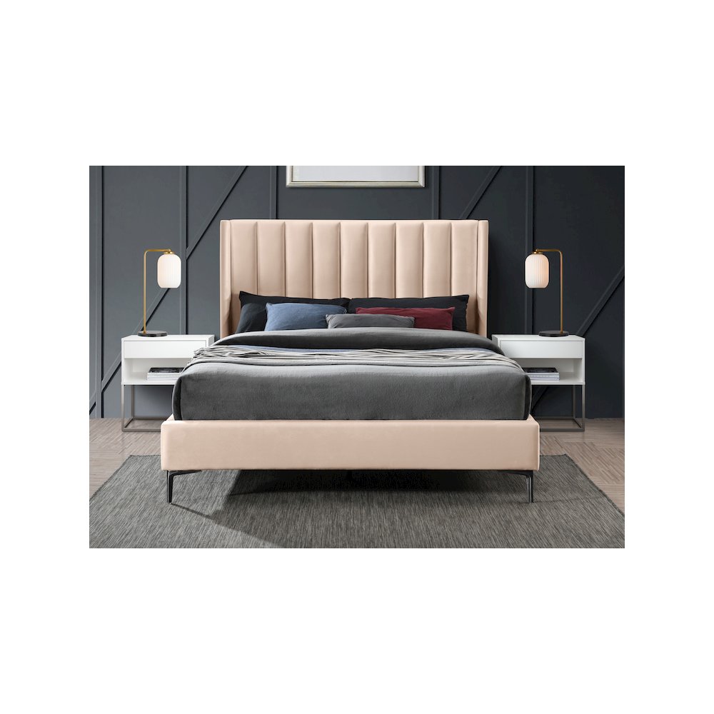 Nadia Pink Velvet King Bed