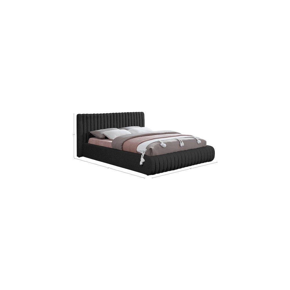 Nash Black Boucle Fabric King Bed