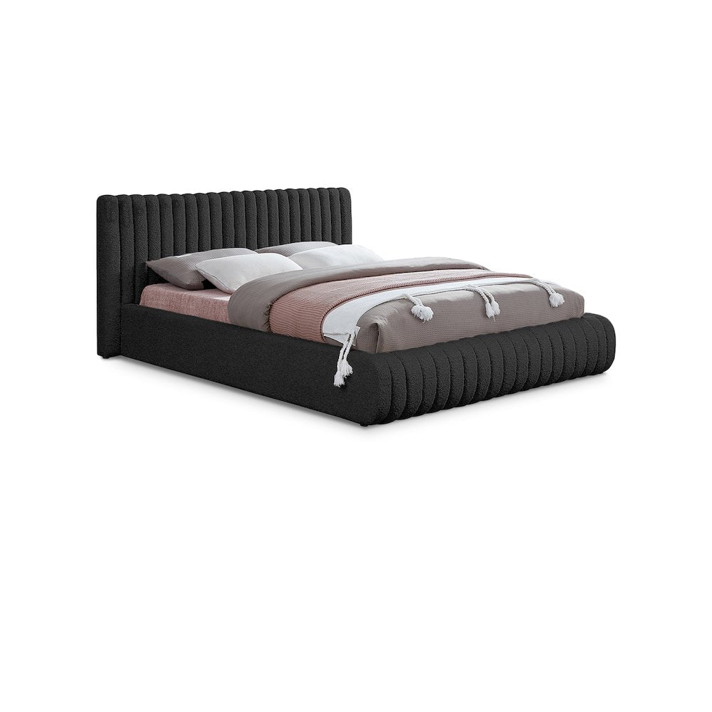 Nash Black Boucle Fabric King Bed