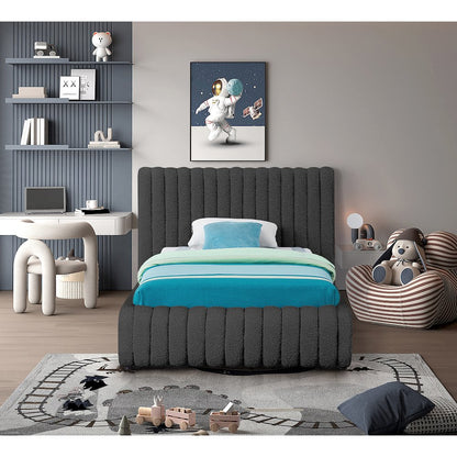 Nash Black Boucle Fabric Twin Bed