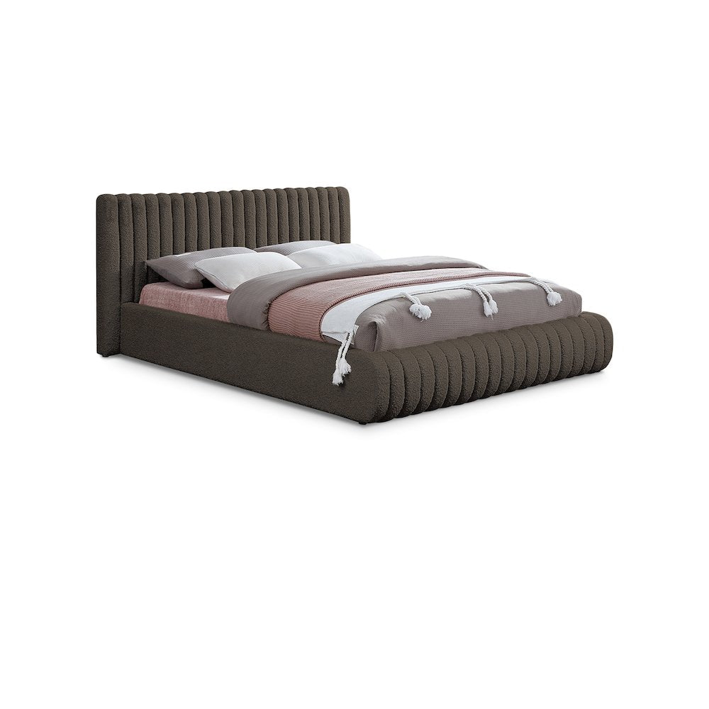 Nash Brown Boucle Fabric Full Bed