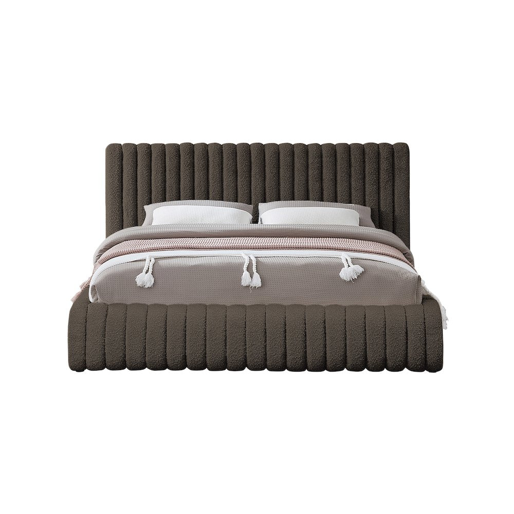Nash Brown Boucle Fabric King Bed