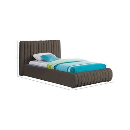 Nash Brown Boucle Fabric Twin Bed