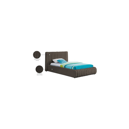 Nash Brown Boucle Fabric Twin Bed