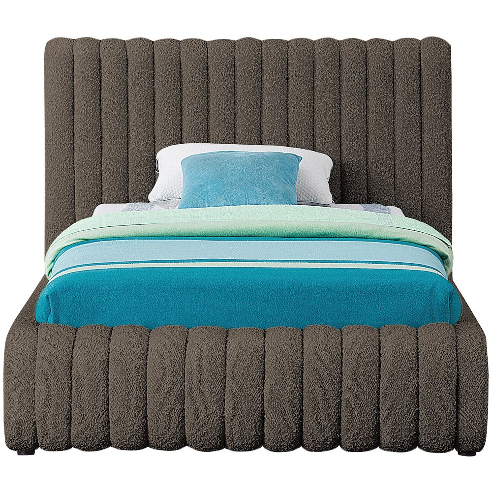 Nash Brown Boucle Fabric Twin Bed