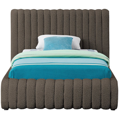 Nash Brown Boucle Fabric Twin Bed