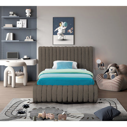 Nash Brown Boucle Fabric Twin Bed
