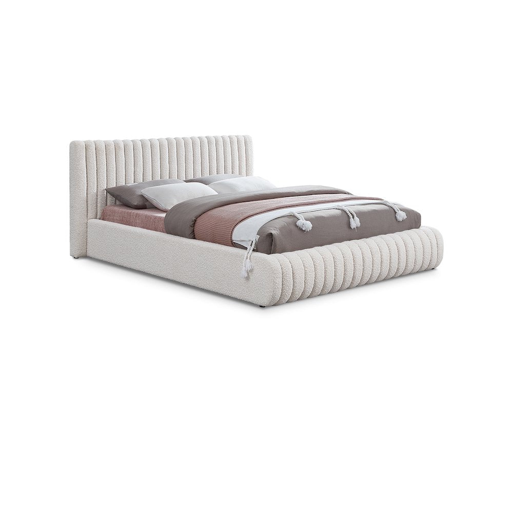 Nash Cream Boucle Fabric King Bed
