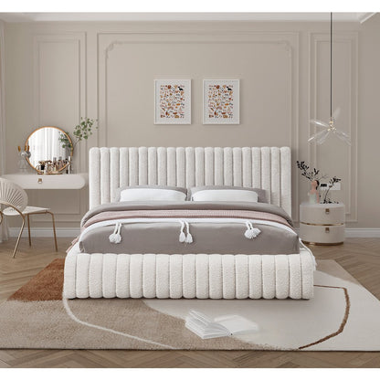 Nash Cream Boucle Fabric Queen Bed