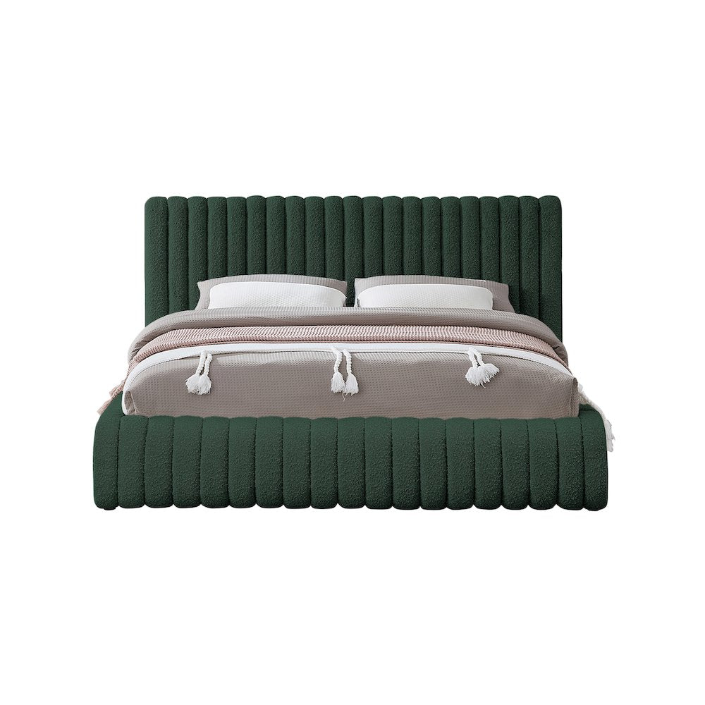 Nash Green Boucle Fabric Full Bed