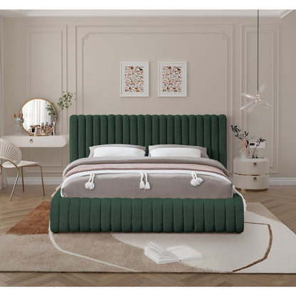 Nash Green Boucle Fabric Full Bed