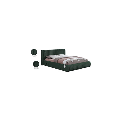 Nash Green Boucle Fabric Queen Bed