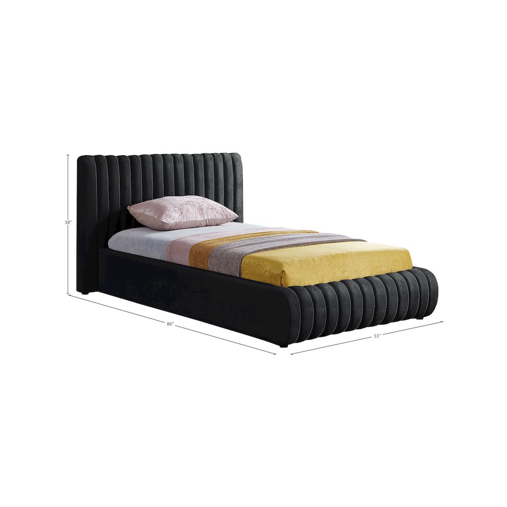 Nico Black Velvet Twin Bed