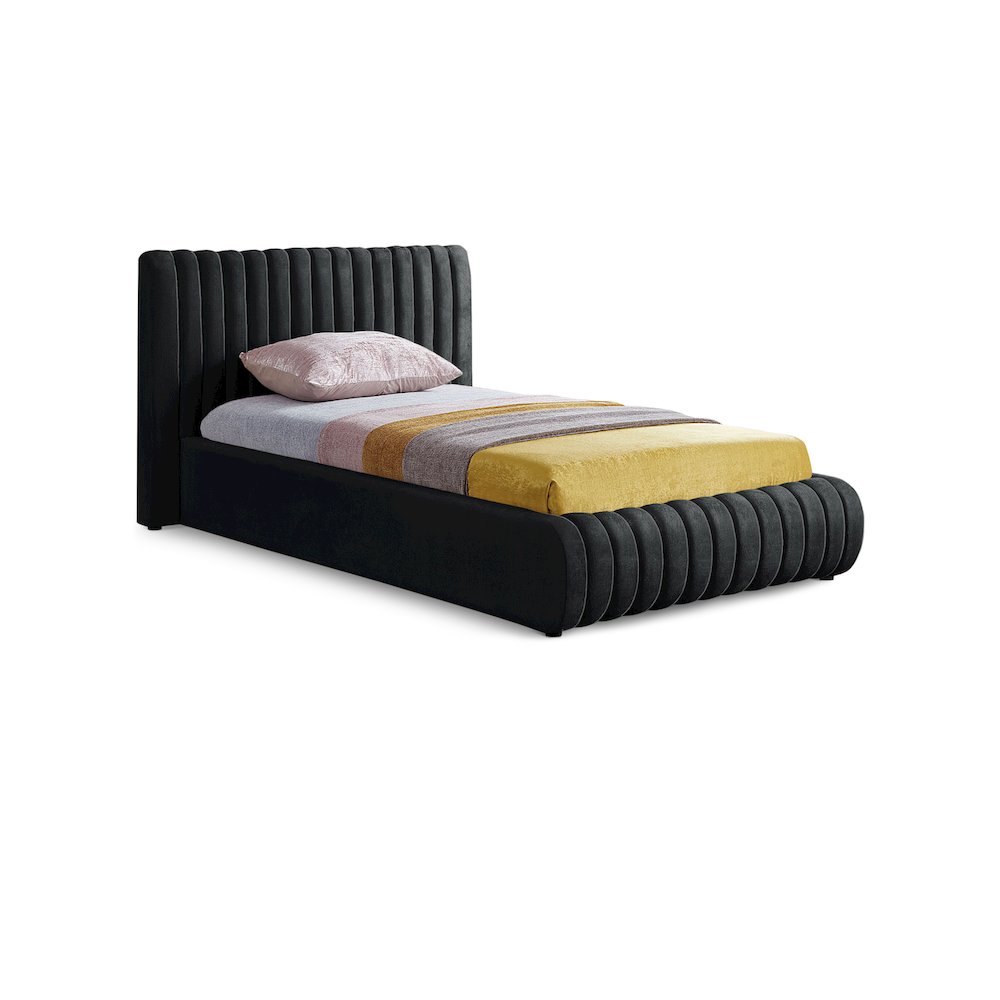 Nico Black Velvet Twin Bed