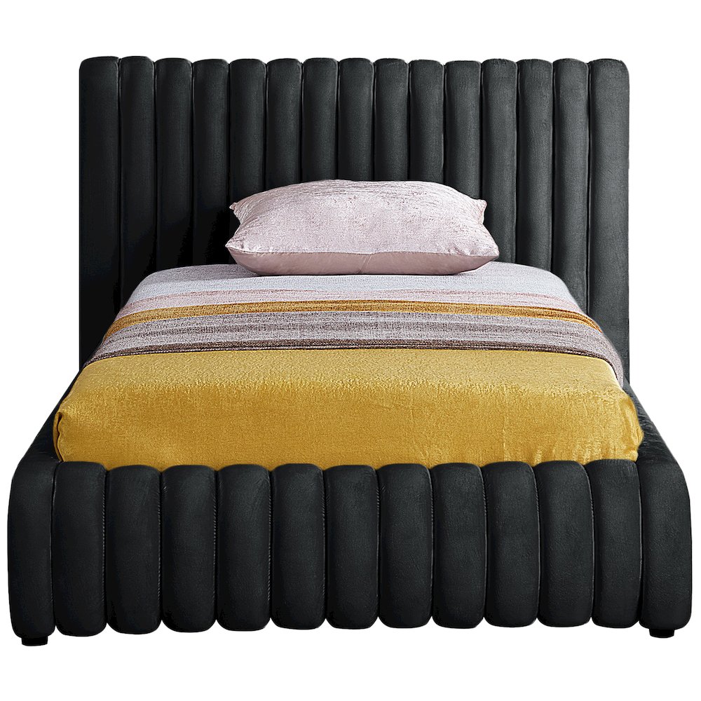 Nico Black Velvet Twin Bed