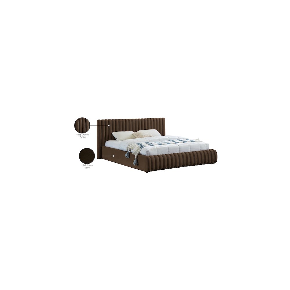 Nico Brown Velvet King Bed