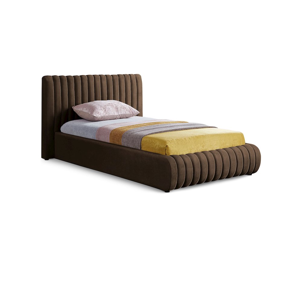 Nico Brown Velvet Twin Bed