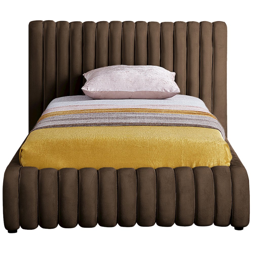 Nico Brown Velvet Twin Bed