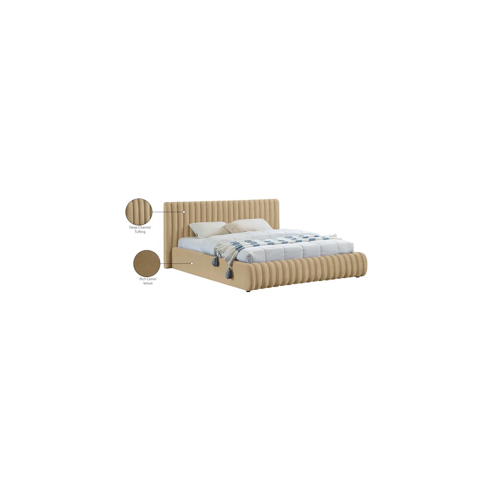 Nico Camel Velvet Full Bed