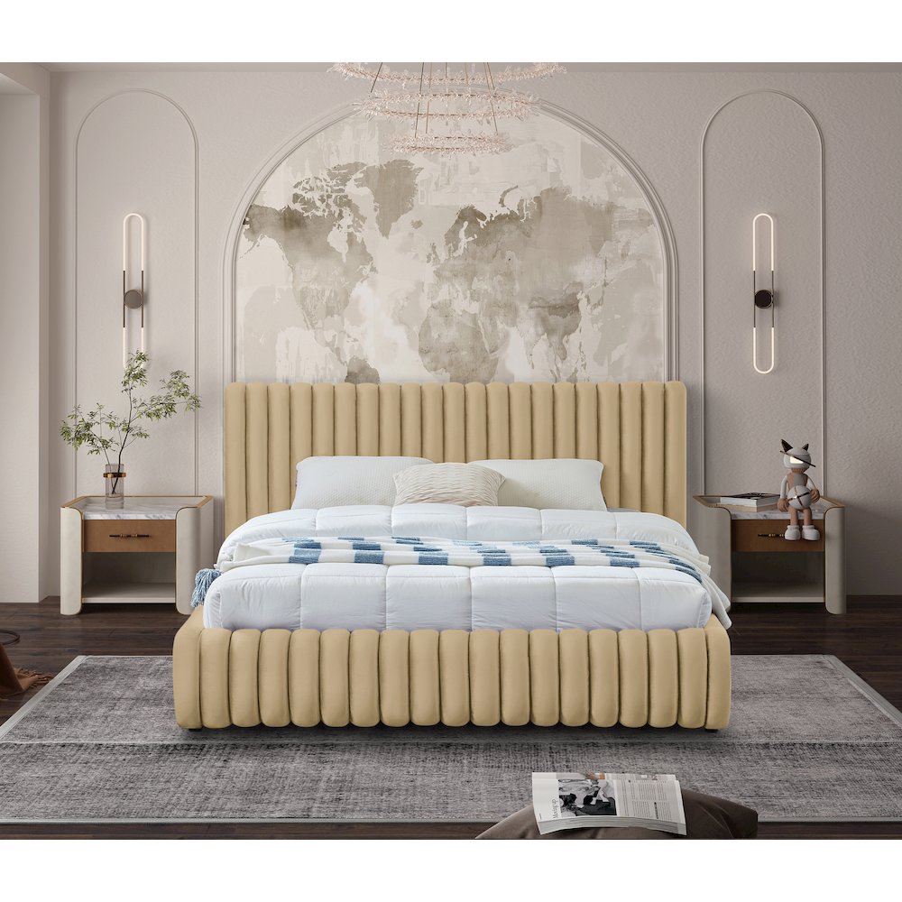 Nico Camel Velvet Full Bed