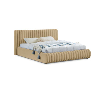 Nico Camel Velvet King Bed