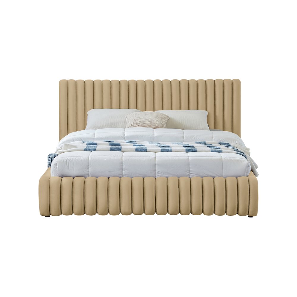 Nico Camel Velvet King Bed