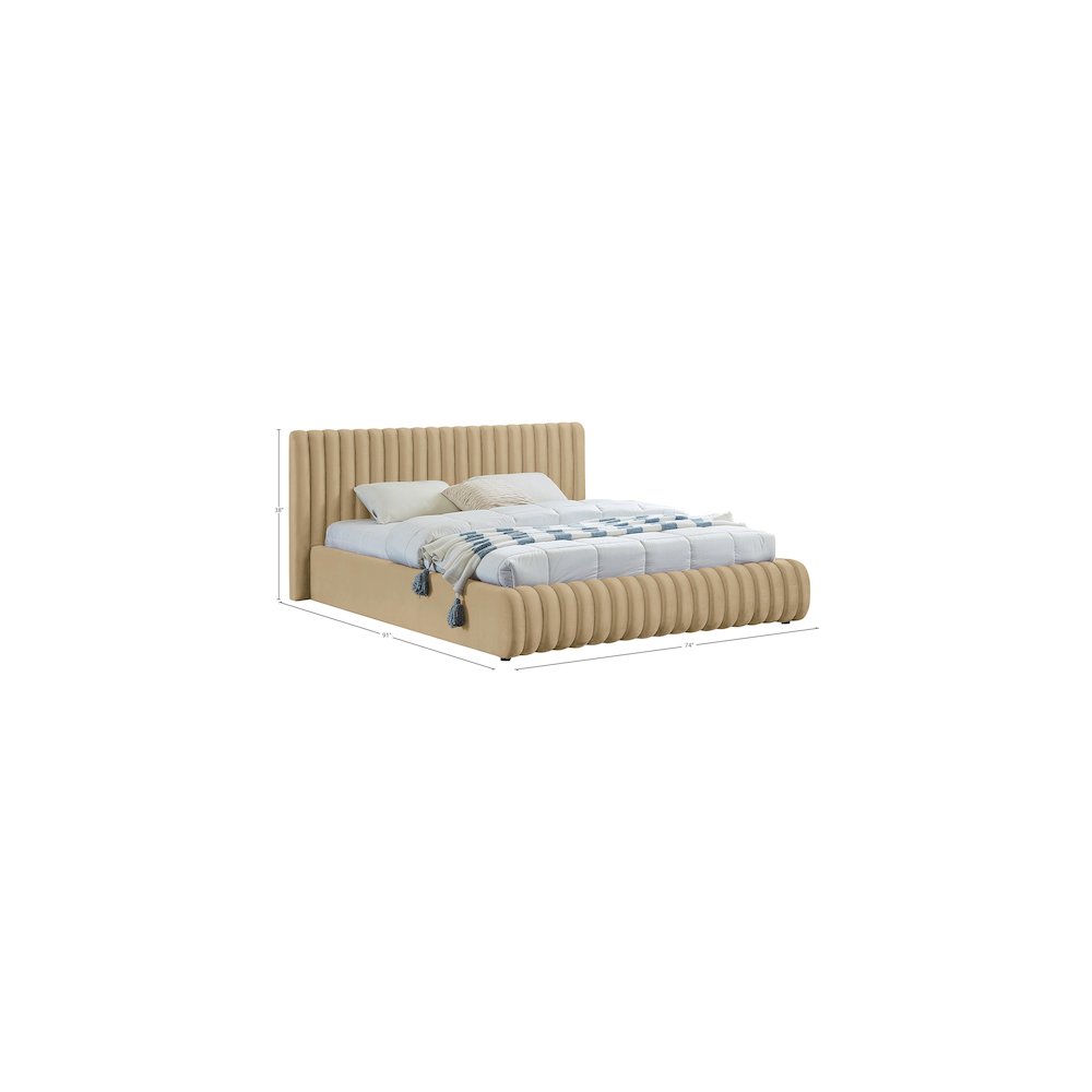 Nico Camel Velvet Queen Bed