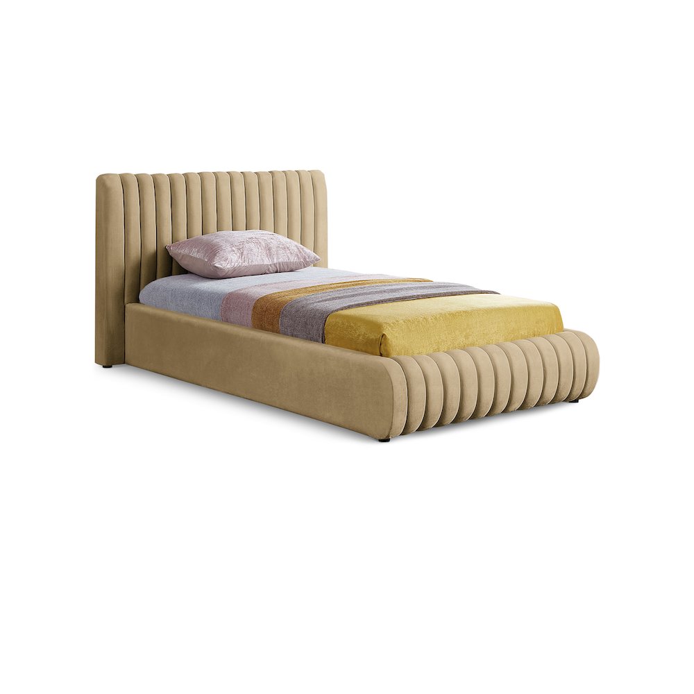 Nico Camel Velvet Twin Bed