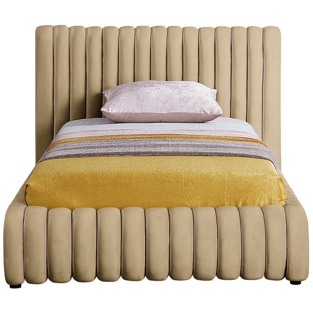 Nico Camel Velvet Twin Bed