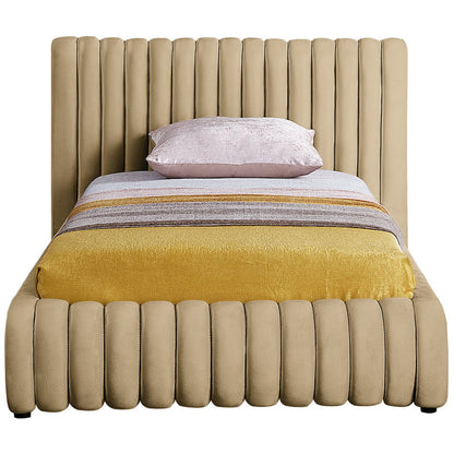 Nico Camel Velvet Twin Bed