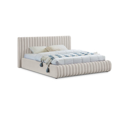 Nico Cream Velvet King Bed